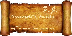 Proszonyák Jusztin névjegykártya